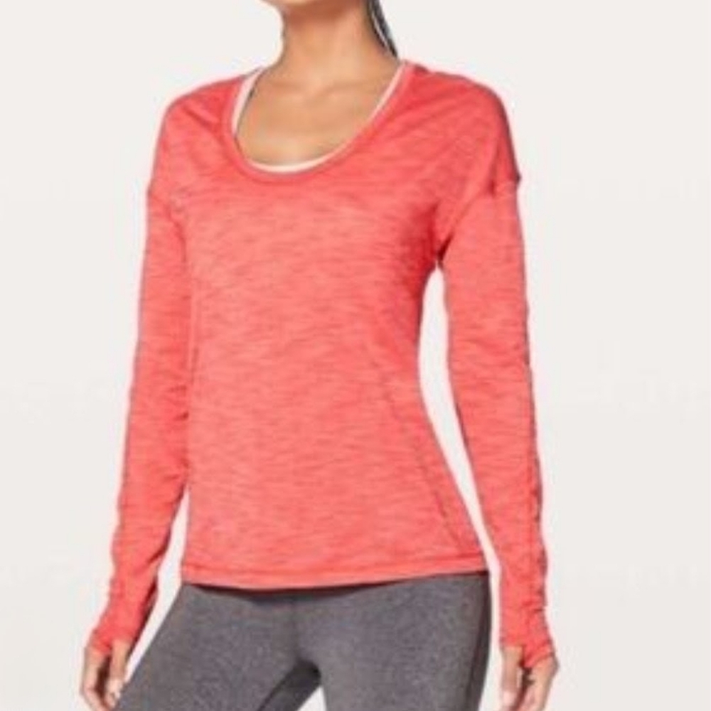 Lululemon Long Sleeve Top, Athletic, Workout,‎ Casual, Peachy Orange Sz S-M